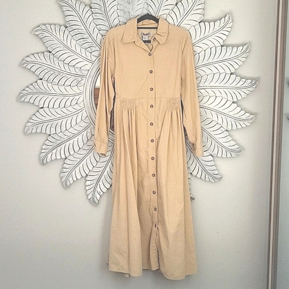 Vintage FADS Corduroy Dress, Kaki Color, Size 12